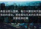 表面没那么显眼，每日大赛官网页面背后的变化，那些看似无关的反馈其实都能串起来