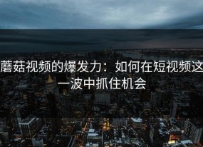蘑菇视频的爆发力：如何在短视频这一波中抓住机会