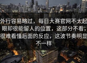 外行容易略过，每日大赛官网不太起眼却很能留人的位置，这部分不看，很难看懂后面的反应，这波节奏明显不一样