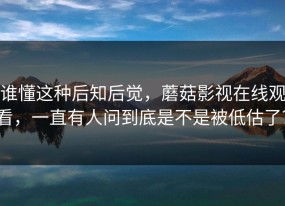 谁懂这种后知后觉，蘑菇影视在线观看，一直有人问到底是不是被低估了？