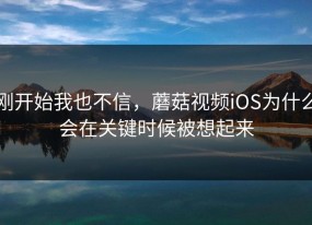 刚开始我也不信，蘑菇视频iOS为什么会在关键时候被想起来