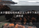 关于蘑菇短视频真正让人停不下来的点在这
