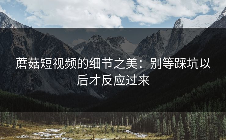 蘑菇短视频的细节之美：别等踩坑以后才反应过来