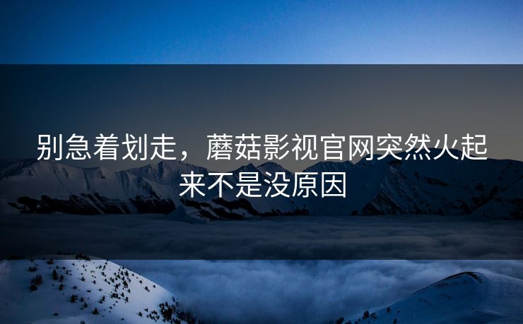 别急着划走，蘑菇影视官网突然火起来不是没原因