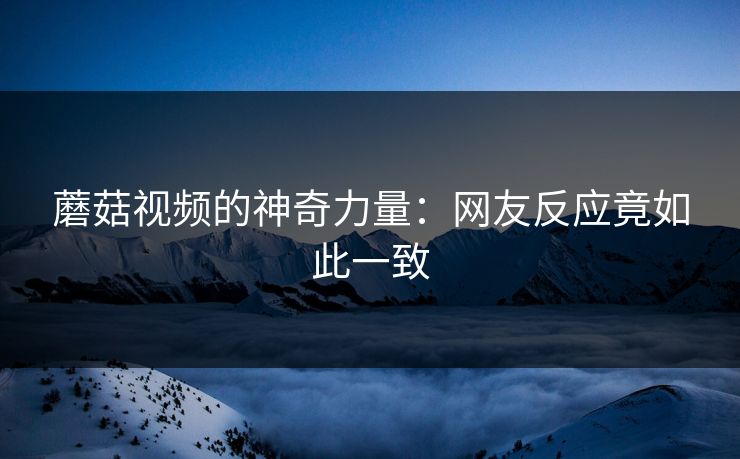 蘑菇视频的神奇力量：网友反应竟如此一致