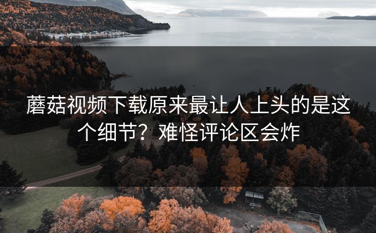 蘑菇视频下载原来最让人上头的是这个细节？难怪评论区会炸
