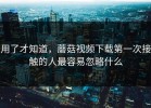 用了才知道，蘑菇视频下载第一次接触的人最容易忽略什么
