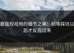 蘑菇短视频的细节之美：别等踩坑以后才反应过来