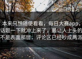 本来只想随便看看，每日大赛app，话题一下就冲上来了，最让人上头的不是表面那层，评论区已经吵成两派