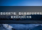 蘑菇视频下载：看似普通却总能被反复提起的网红现象