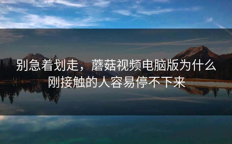 别急着划走，蘑菇视频电脑版为什么刚接触的人容易停不下来