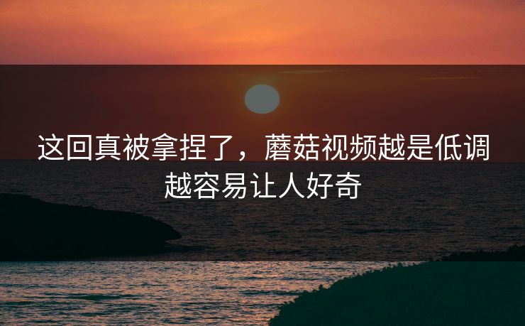 这回真被拿捏了，蘑菇视频越是低调越容易让人好奇