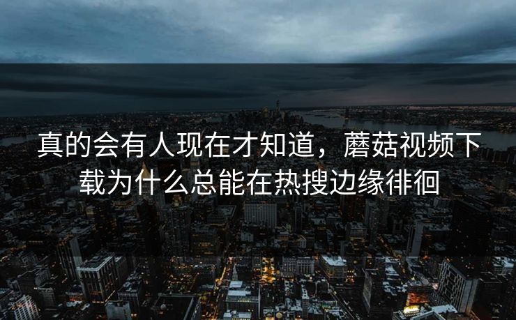 真的会有人现在才知道，蘑菇视频下载为什么总能在热搜边缘徘徊